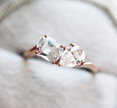 Two Stone Engagement Ring, Two Stone Ring, Pearl Cluster Ring, Infinity Diamond Ring, Gemstone Wedding Rings, Dainty Engagement Rings, Trending Engagement Rings, Ring Trends, Unique Diamond Rings