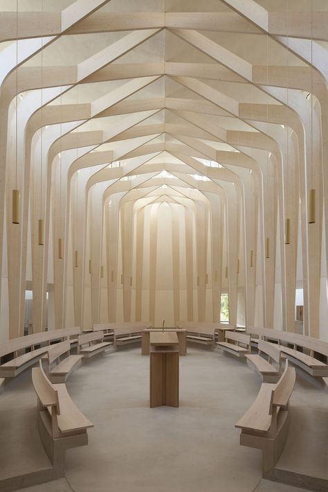 Bishop Edward King Chapel | Projects | Níall McLaughlin Small Chapel Interior Design, Christian Interior Design, Chapel Interior Design, Chapel Architecture, Contemplation Space, Chapel Interior, Chapel Ceiling, Sto Nino, Soviet Architecture