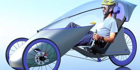 A British industrial design student designed this – a recumbent trike with a windshield, far more and comfortable for a longer commute. George Cooper, Recumbent Bicycle, Reverse Trike, Electric Trike, Pedal Cars, Bicycle Design, Concept Car, Electric Car, Bike Design