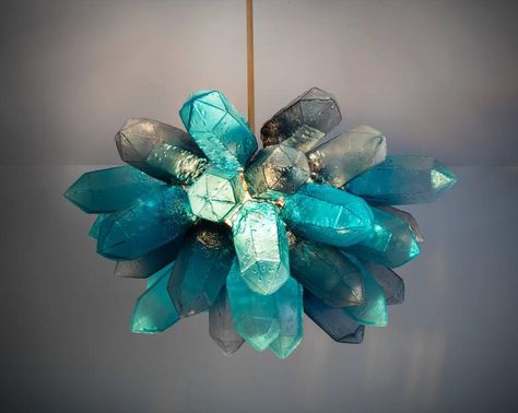 Illuminated Crystal Cluster by Jeff Zimmerman, USA, 2016 6 Jeff Zimmerman, Long Chandelier, Iconic Furniture, Aesthetic Rooms, Crystals In The Home, Beautiful Lighting, Black Chandelier, Crystal Decor, Chandelier Pendant Lights