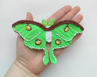 Felt Luna Moth PDF Pattern Butterfly Ornament Sewing | Etsy Appliques Au Crochet, Train Applique, Crochet Butterfly Free Pattern, Butterfly Crochet, Crochet Butterfly, Crochet Simple, Luna Moth, Applique Pattern, Baby Ornaments