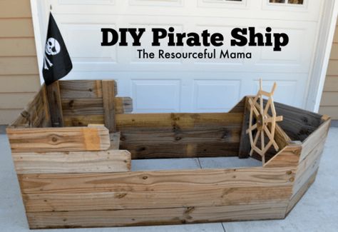 DIY Pirate Boat                                                                                                                                                                                 More Pirate Ships Diy, Diy Pirate Ship, Tree Forts, Diy Pirate, Pirate Room, Pirate Boats, Fence Pickets, Bateau Pirate, Pirate Ships