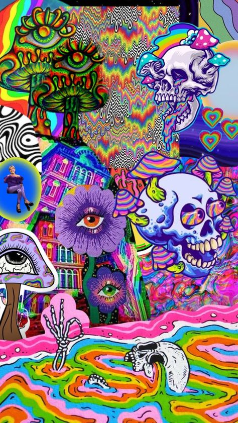 Check out sheridancaitlyn's Shuffles #milliebobbybrown #trippy#colourful Phone Backgrounds Trippy, Trippy Skeleton Art, Trippy Poster Art, Trippy Background Aesthetic, Cool Trippy Wallpaper, Trippy Pfp, Trippy Asethic Wallpaper, Trippy Background, Boho Backgrounds