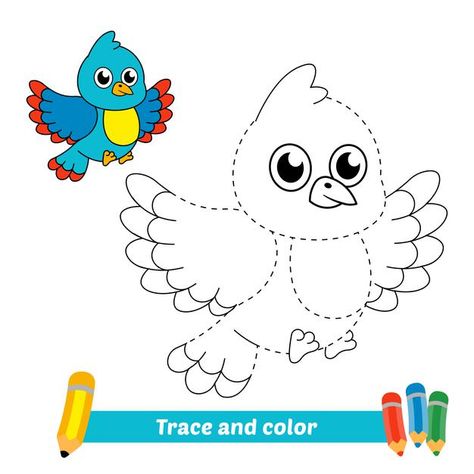 Birds Kindergarten Activities, Easter Crafts Diy Kids, Birds For Kids, Cute Halloween Coloring Pages, Trace And Color, Bird Coloring, Bird Vector, Handmade Bookmarks Diy, Easy Art For Kids