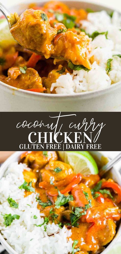 Dairy Free Curry Chicken, Gluten Free Chicken Curry, Gluten Free Dairy Free Indian Recipes, Dairy Free Curry Recipes, Dairy Free Indian Recipes, Gluten Free Coconut Chicken, Gluten Free Curry, Chicken Vegetable Curry, Easy Coconut Curry