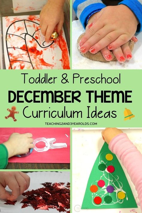 Looking for hands-on preschool December themes? This resource is filled with ideas and free printables to help you plan the entire month. Can be adapted for toddlers, too! #Christmas #december #holidays #gingerbread #jinglebells #themes #curriculum #lessonplans #preschool #toddlers #teachers #classroom #printables #homeschool #age2 #age3 December Weekly Themes Preschool, Christmas Lesson Plans For Toddlers, December Themes For Toddlers, December Toddler Activities, December Preschool Themes, Preschool Seasons, December Lesson Plans, December Themes, Christmas Lesson Plan