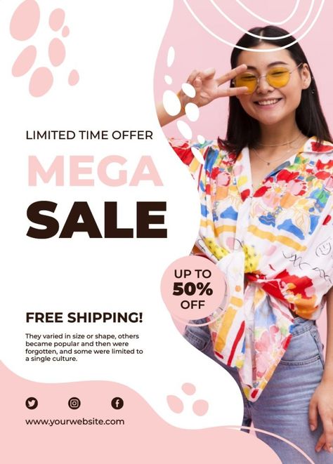 Abstract Mega Sale Clothing Store Poster Poster For Clothing Brand, Clothing Advertising Ideas Poster, Clothing Sale Poster Design, Clothing Brand Poster Design, Clothing Store Poster, Clothing Sale Poster, Shop Poster Design, Certificate Ideas, Clothing Poster