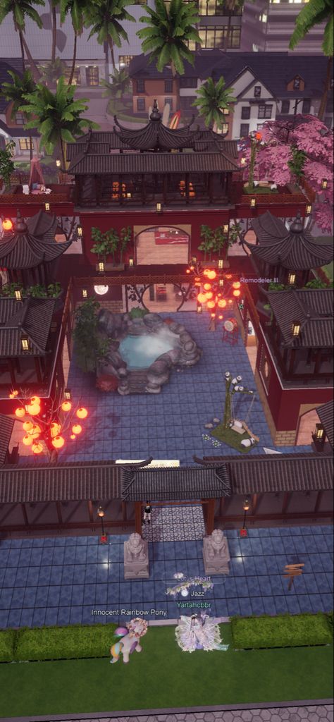 Chinese House Layout, Sims 4 Chinese House, Chinese Restaurant Exterior, Traditional Japanese Mansion, Japanese Mansion, Japanese Palace, Makeover House, Chinese Courtyard, Chinese Palace