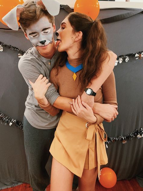 Couple Halloween Costumes Casual, Lady And The Tramp Couples Costume, Tom And Jerry Halloween Costumes Couples, Diy Lady And The Tramp Costume, Lady And The Tramp Costume Couple, Disfrases En Pareja Ideas, Animal Couple Costumes, Lady And The Tramp Halloween Costume, Tom And Jerry Couple Costume