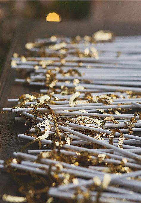 Sequin Wands: Your guests will have a blast waving sequin wands as you walk down the aisle. Photo by EP Love via 100 Layer Cake Wedding Rice, Smog Shoppe Wedding, Wedding Wands, Wedding Send Off, Wedding Exits, Sequin Wedding, 100 Layer Cake, All That Glitters, Gold Sequin