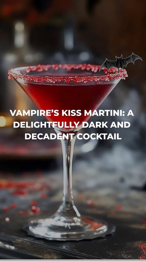 Thinking of hosting a spooktacular Halloween bash? Look no further than the Vampire's Kiss Martini! This chilling concoction features a mix of vodka, Chambord, cranberry juice, lemon, and grenadine. Its striking resemblance to blood will leave your guests in awe while the delightful berry flavor will keep them coming back for more. Get ready to impress with this fang-tastic cocktail that perfectly captures the eerie spirit of Halloween! Pomegranate Halloween Cocktail, Vampire Inspired Cocktails, Vampire Diaries Cocktails, Vampire Themed Cocktails, Vampires Kiss Cocktail, Vodka Halloween Cocktails, Halloween Vodka Drinks, Halloween Vodka Cocktails, Vampire Martini