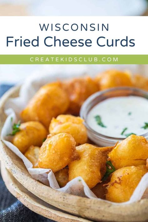 Wisconsin Fried Cheese Curds are a classic Midwestern staple. Made with fresh cheese curds, they are coated in a light batter and quickly fried until golden brown and crispy on the outside, but still warm and gooey on the inside. Our recipe for fried cheese curds is easy to follow and can be replicated in the comfort of your own kitchen. Cheese Curd Batter, Wisconsin Cheese Curds Recipe, Batter For Cheese Curds, State Fair Cheese Curds Recipe, Easy Cheese Curds Recipe, Cheese Curds Fried, Fried Cheese Curds Recipe, Homemade Cheese Curds, Deep Fried Cheese Curds