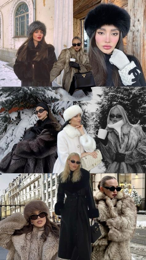 Stay stylish and warm this winter with these must-have cold weather outfits! ❄️👗 From cozy sweaters to chic coats, we've got you covered. #winterfashion #coldweatheroutfits #cozystyle #winteressentials #layeringgamestrong #fashioninspo Winter Fur Hat Outfit, Winter Fur Coat Aesthetic, Slavic Fur Coat Aesthetic, Winter Outfits Russian Aesthetic, Slavic Girl Winter Outfits, Russian Fur Outfit, Cossack Hat Outfit, Russian Coat Women, Slavic Fashion Aesthetic