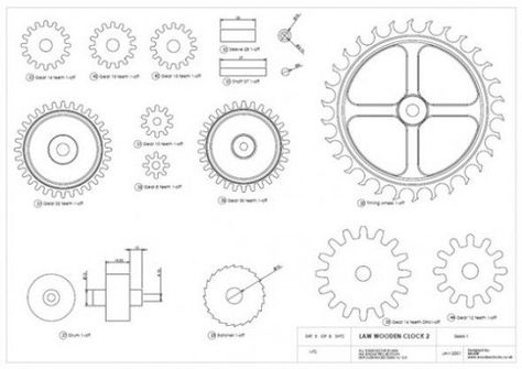 The basic parts of a wooden gear clock, how they work, and how to build one from a wooden-clock plan. Includes step-by-step instructions and video guides. Woodworking Plans Clocks, Wooden Clock Plans, Wooden Gear Clock, Woodworking Software, Woodworking Apron, Woodworking Plans Pdf, Wooden Gears, Woodworking Store, Gear Clock