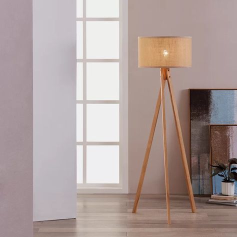 Wooden Tripod Floor Lamp, Tripod Floor Lamp, Transitional Wall Sconces, Cool Floor Lamps, Floor Standing Lamps, Room Lamp, Tripod Floor Lamps, Modern Floor Lamps, Tripod Lamp