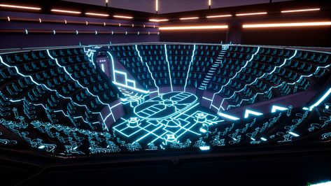 Sci Fi Arena, Cyberpunk Arena, Futuristic Arena, Tron Game, Black House Decor, Modern Futurism, Game Arena, Architect Logo, Helix Nebula