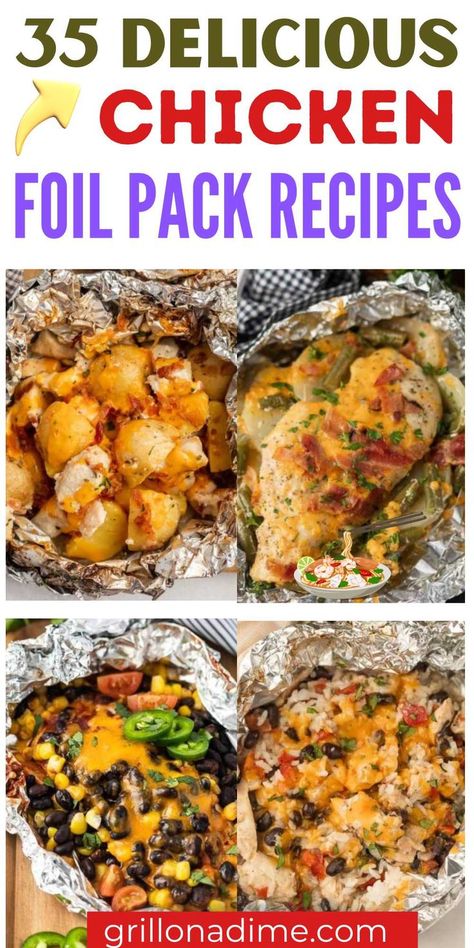 Foil Packet Recipes, Chicken Foil Packs, Grilled Foil Packets, Tin Foil Dinners, Chicken Foil Packets, Foil Pack Dinners, Foil Packet Dinners, Yummy Casserole Recipes, Foil Dinners