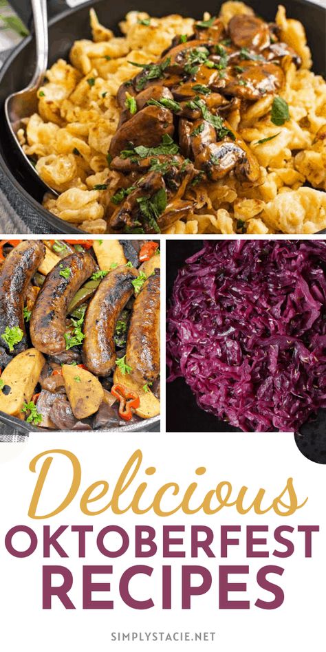 Delicious Oktoberfest Recipes - Have your own Oktoberfest celebration at home with these delicious German recipes! German Menu Ideas, Best German Recipes, October Fest Food Recipes, German Entrees, German Oktoberfest Outfit, German Lunch Ideas, German Dinner Recipes Oktoberfest, German Fest Food, Oktoberfest Dinner Ideas