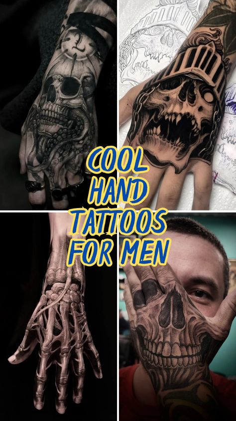 Check out these cool skull hand tattoo ideas for men—bold, edgy designs perfect for anyone looking to make a strong statement. Showcase your rebellious side with striking ink!
#SkullTattoos #HandTattoosForMen #EdgyInk Cartoon Hand Tattoo, Hand Tattoo Ideas For Men Unique, Dark Hand Tattoos For Men, Male Hand Tattoos Ideas, Gothic Tribalism Tattoo, Men S Hand Tattoo, Top Of Hand Tattoos Men, Horror Hand Tattoos, Cover Up Hand Tattoos