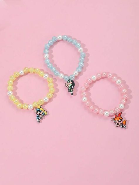 The Powerpuff Girls | ROMWE 3pcs Cartoon Girl Charm Beaded Bracelet | SHEIN USA Powerpuff Girls Bracelet, Cartoon Bracelet, Charm Beaded Bracelet, Girls Bracelet, Bracelet Sets, The Powerpuff Girls, The Powerpuff, Women Bracelet, Cartoon Girl