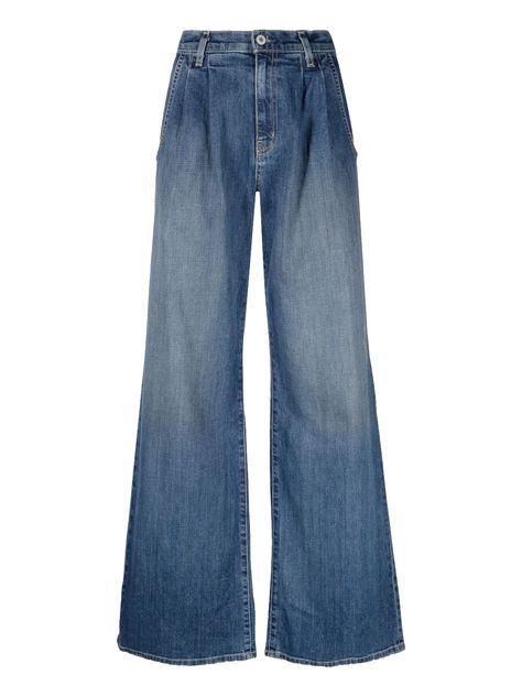 Find NILI LOTAN Wide-leg Bleach-effect Denim Jeans on Editorialist. classic wash blue cotton-blend mid-rise belt loops contrast stitching front button and zip fastening slip pockets to the sides two rear welt pockets bleached effect wide leg Flare Jeans Style, Fashion Institute, Closet Organizer, Nili Lotan, Holiday Party Outfit, Airport Fashion, Loose Jeans, Future Fashion, Wide Leg Denim