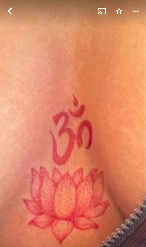 screenshot ohm tattoo Red Forearm Tattoo, Lotus Flower Sternum Tattoo, Chest Tats For Women, Sternum Tattoo Ideas, Sternum Tattoo Black Women, Aum Tattoo, Red Lotus Tattoo, Om Symbol Tattoo, Swag Tattoo