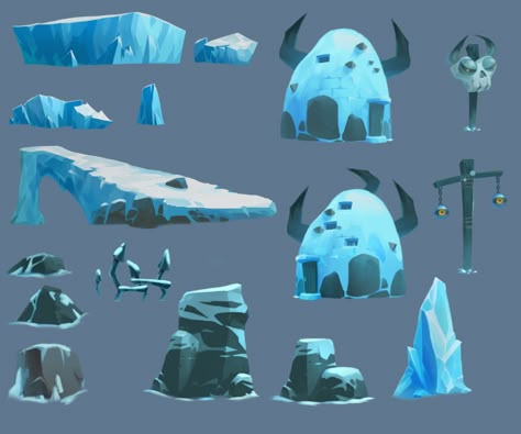 Ice Environment Concept Art, Props Concept, 동화 삽화, Concept Art Tutorial, Bg Design, 2d Game Art, Game Concept Art, Cartoon Background, Visual Development