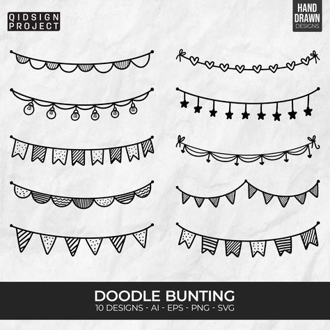 10 Doodle Bunting, Hand Drawn Bunting, Hand Drawn Garland, Hand Drawn Banners clipart, Vector banners, ribbon clipart, Instant Download Doodle bunting clipart for scrapbooking, card making or anything you can think of. This listing is for digital product and available for INSTANT DOWNLOAD. You can download this product after your payment settled. Downloads are available once your payment is confirmed. Confirmation may take a few minutes. Due to the digital nature of ITEMS, there are NO REFUNDS o Doodle Embellishments, Simple Doodles Drawings Creative, Drawing Banners, Banners Drawing, Bunting Clipart, Sign Doodle, Doodle Banner, Banner Doodle, Banner Svg