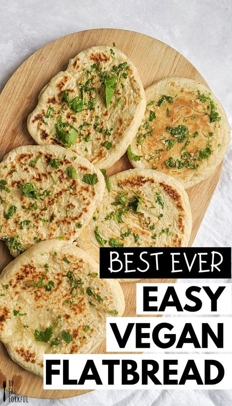 Easy vegan flatbread - such a delicious recipe and really versatile. Vegan Flat Bread Recipes, Gluten Free Vegan Flatbread, Flatbreads Recipes Easy, Vegan Flat Bread, Flatbread Wrap Recipes, Vegan Flatbread Recipes, Healthy Flatbread Recipes, Garlic Flatbread Recipe, Vegan Transformation