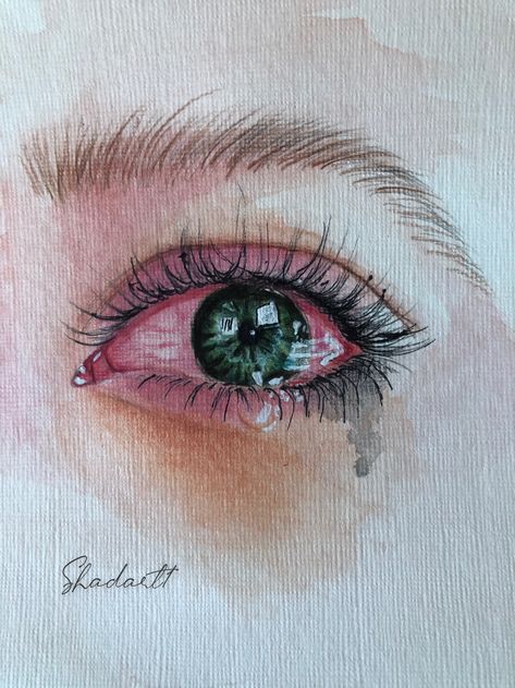 Watercolor paint Eye With Tears Painting, Watercolor Paintings Emotions, Watercolor Eyes Aesthetic, Deep Watercolor Paintings, Eye Watercolor Painting Easy, Emotional Watercolor Paintings, Eyes Painting Aesthetic, Watercolor Art Eyes, Crying Eye Painting