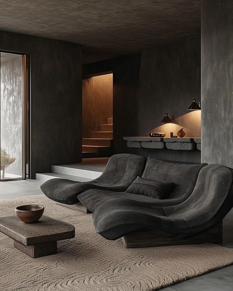 Soft Brutalism Interior, Brutalist Room, Brutalism Furniture, Brutalist Interior Design, Brutalism Interior, Brutalist Interior, Dark Design, Apartment Decor Inspiration, Dream House Interior