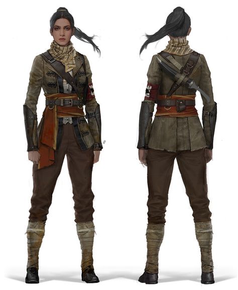 The Order 1886. Concepts by Tobias Kwan. Concept Art Landscape, Star Wars Rpg, Model Sheet, Fantasy Inspiration, Female Character Design, Dieselpunk, Fantasy Clothing, Dnd Characters, Character Outfits