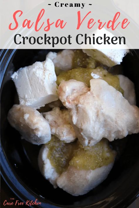 Easy Crockpot Creamy Salsa Verde Chicken Crockpot Salsa Verde Chicken, Crockpot Salsa Verde, Creamy Salsa Verde Chicken, Salsa Verde Chicken Crockpot, Salsa Verde Chicken Recipe, Creamy Salsa Verde, Crockpot Salsa, Shredded Chicken Recipe, Crockpot Chicken Enchiladas