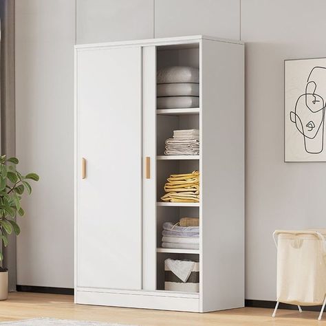 Sliding wardrobe available DM for order #namaslay #namaslaycustomstore #namaslaydecor #namaslayproducts Room Cabinet Design, Cabinets For Small Bedrooms, Wardrobe Storage Cabinet, Modern Storage Cabinet, Iron Stools, Room Cabinet, White Wardrobe, Backless Stools, 2 Door Wardrobe