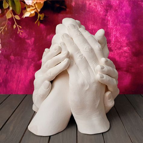 Hand Casting Ideas, Family Hand Casting, Plaster Hands, Family Sculpture, Hand Casting, Families Hands, Diy Plaster, 40th Anniversary Gifts, Casting Kit