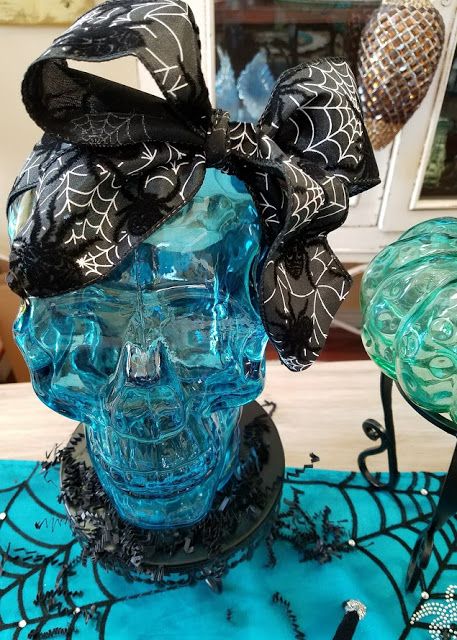 Candlelight Supper: Teal Pumpkin Halloween Tablescape Aqua Halloween Decor, Teal Halloween, Gardening Diy Projects, Teal Pumpkin Project, Halloween Tablescape, Teal Pumpkin, Turning 40, Gardening Diy, Halloween Inspiration