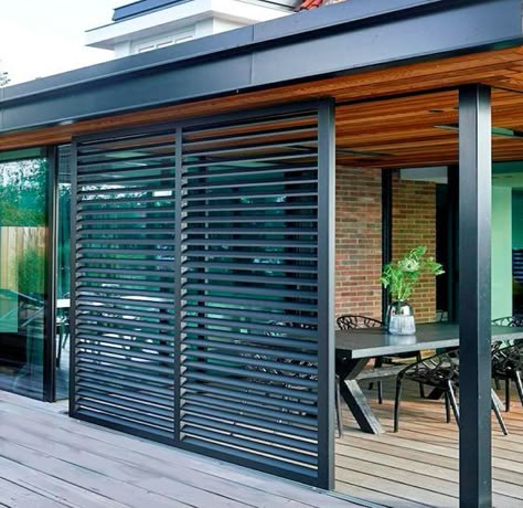 Diy Backyard Makeover, Modern Shutters, Outdoor Shutters, Makeover Tips, Modern Pergola, Small Backyard Gardens, Outdoor Kitchen Design Layout, Outdoor Kitchen Patio, Shutters Exterior