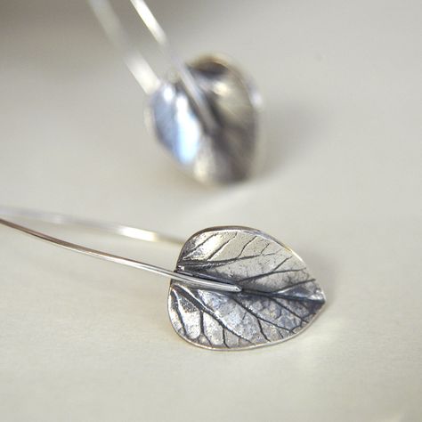 'Aloha Earrings' - handcrafted in fine silver with sterling silver 'stalks'.  #leaf #nature #jewellery #jewlery #handmade #silver #sterling silver #fine Silver #Australia #WAdesigner #perth #flora #earrings #gift Metal Clay Earrings, Silver Clay Jewellery, Hibiscus Leaf, Nature Jewellery, Handmade Silver Earrings, Precious Metal Clay Jewelry, Silver Metal Clay, Silversmith Jewellery, Handmade Silver Jewellery