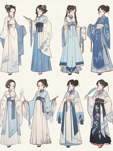 Japanese Kimono Reference, Korean Traditional Embroidery, Japanese Traditional Clothing Drawing, Fantasy Japanese Clothing Art, Cute Chinese Outfits, Whimsical Character Design, Chinese Royal Clothing, Chinese Dress Drawing, Traditional Clothing Drawing