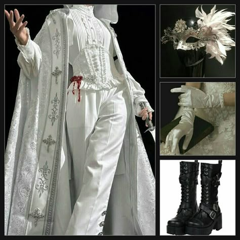 Non Binary Wedding Outfit, Lucifer Outfits, Andrew Core, Nikolai Cosplay, Angelic Clothing, Angel Core Outfit, Angle Core, Ghost Concert, Ouji Fashion