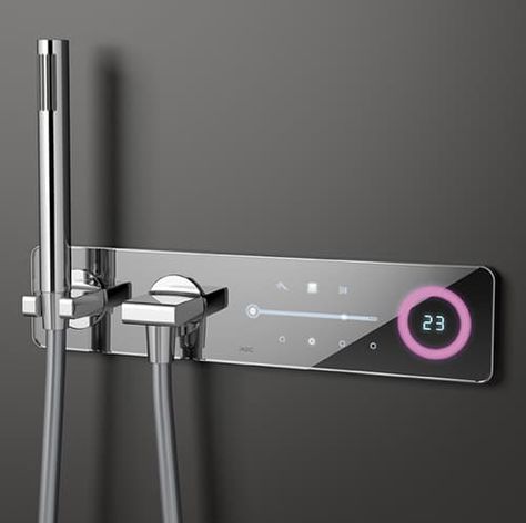 digital faucet e vision jado 1 - Trendir Futuristic Bathroom, Bathroom Technology, Desain Pantry, Smart House, Smart Home Design, Smart Home Technology, Bad Design, Home Technology, Cool Ideas