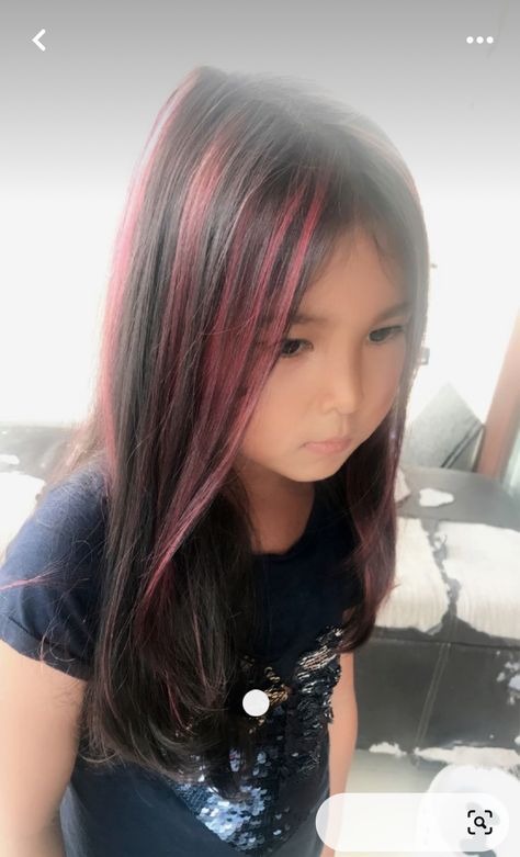 Pink Hair For Kids, Kid Highlights Hair, Kids Highlights Hair, Kids Dyed Hair, Kids Hair Color Ideas Girls Fun, Pink Strips In Hair, Kids Purple Hair, Kids Hair Dye Ideas, Kids Pink Hair