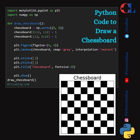 Python Code to Draw a Chessboard Code Python, Comp Sci, Coding Python, Learn Html And Css, Electrical Engineering Projects, Python Coding, Computer Programming Languages, Learn Hacking, Python Code