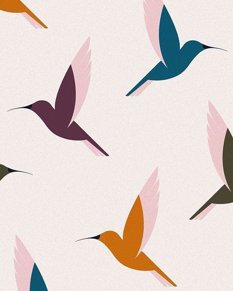 Aop Prints, Hummingbird Illustration, Minimal Nature, Minimal Patterns, Indian Patterns, Bird Silhouette, Affinity Designer, Photography Illustration, Bird Patterns