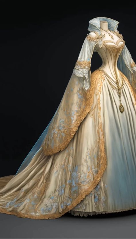 ACOTAR Day Court inspired gown Acotar Day Court, Medieval Ball Gowns, Medieval Ball Gown, Victorian Era Dresses, Royal Clothes, Fairytale Gown, Pretty Quinceanera Dresses, Disney Inspired Outfits, History Fashion