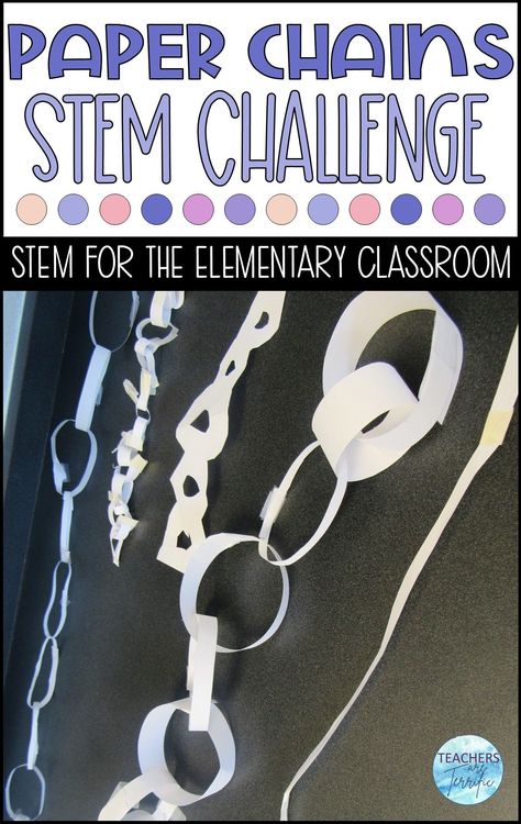 Paper Chains STEM Challenge- Using one piece of paper, create the longest possible chain. So much problem solving happens in this simple challenge! Perfect for team building. Longest Paper Chain Challenge, Paper Chain Challenge Stem, Class Team Building, Stem Icebreaker Activities, Stem Challenges Elementary Team Building, Upper Elementary Stem Activities, Paper Stem Challenge, Simple Stem Activities Elementary, Paper Chain Challenge