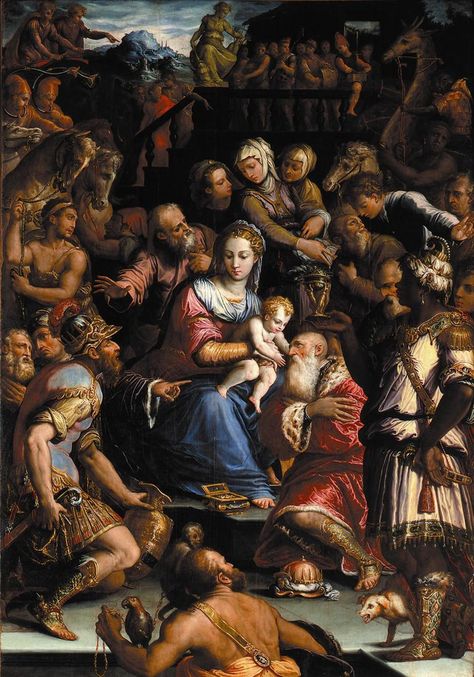 Giorgio Vasari Re Magi, Adoration Of The Magi, Oil Painting Gallery, Giorgio Vasari, Roi Mage, Istoria Artei, Italian Painters, Mary And Jesus, Emilia Romagna