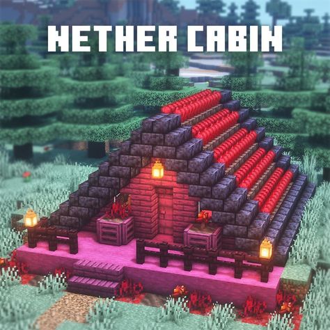 ExecutiveTree-MinecraftBuilds on Instagram: “Minecraft: Nether A-Frame Cabin . I made a cabin with a blackstone frame and soul sand roof. There is space on the roof to grow nether wart…” Minecraft A Frame, Nether House, Videogame Ideas, Minecraft Exterior, Minecraft Space, Minecraft Cabin, Bedroom For Two, Diy A Frame Cabin, Tiny Cabin Plans