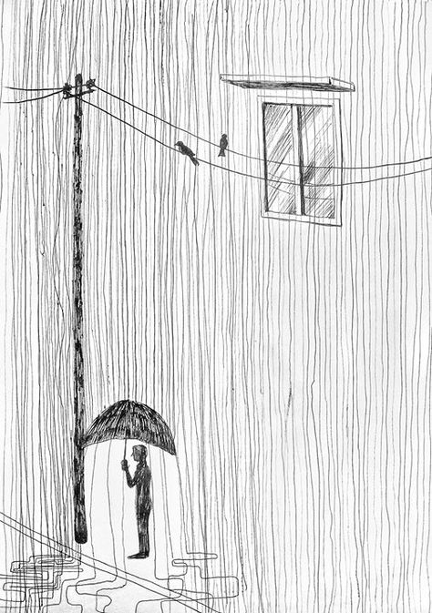 #man in #rain with #umbrella #pen #drawing Man In Rain, Umbrella Sketch, Rain Sketch, Rain With Umbrella, Umbrella Drawing, Umbrella Illustration, Hospital Building, Art For Walls, Pen Art Drawings