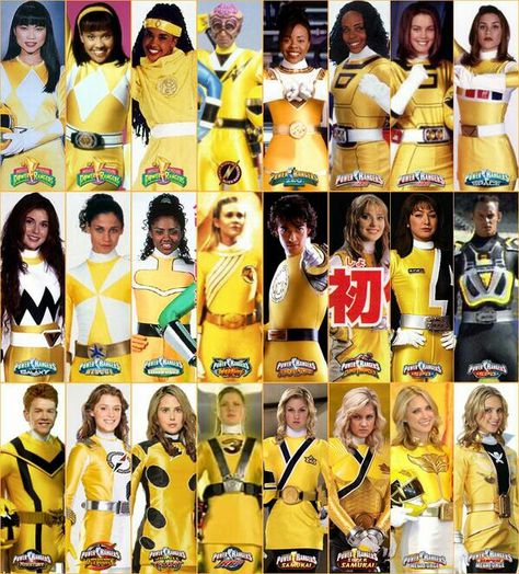 All the Yellow Rangers Yellow Ranger Cosplay, Yellow Power Ranger, Power Rangers Memes, Power Rangers Yellow, Catherine Sutherland, Super Samurai, Yellow Ranger, Power Rangers Ninja Storm, Power Rangers Ninja Steel